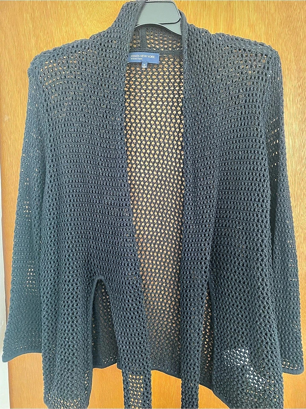 Jones New York Signature Open Front Knit Cardigan in Black Size Medium Like New